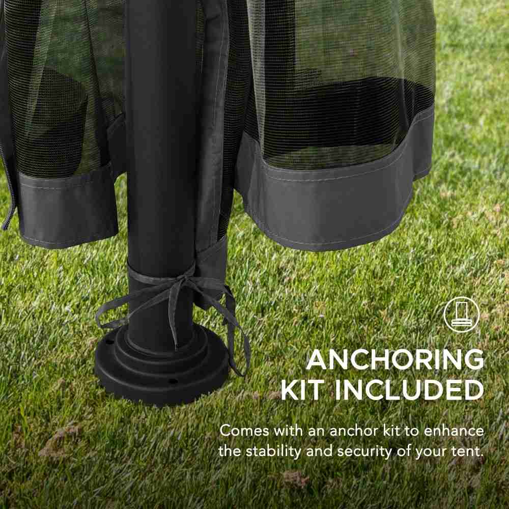 Mazonvintage 9x9 Soft Top Garden Gazebo with Mosquito Netting – Gray & Black