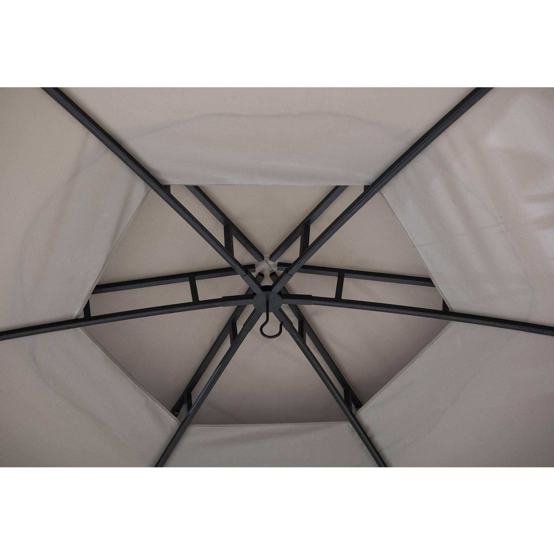 Mazonvintage 15x15 Hexagon Soft Top Gazebo with Netting and Bar Shelf