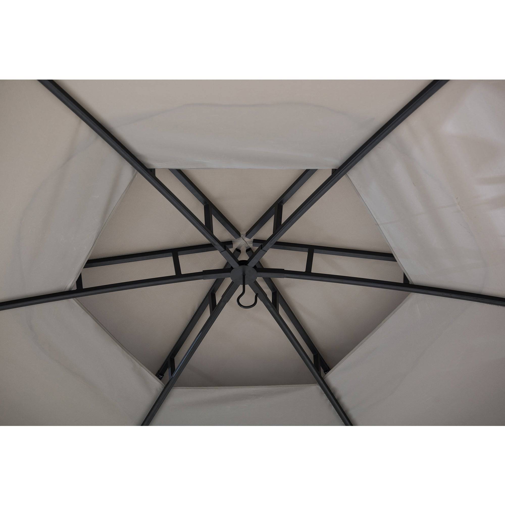 Mazonvintage 15x15 Hexagon Soft Top Gazebo with Netting and Bar Shelf