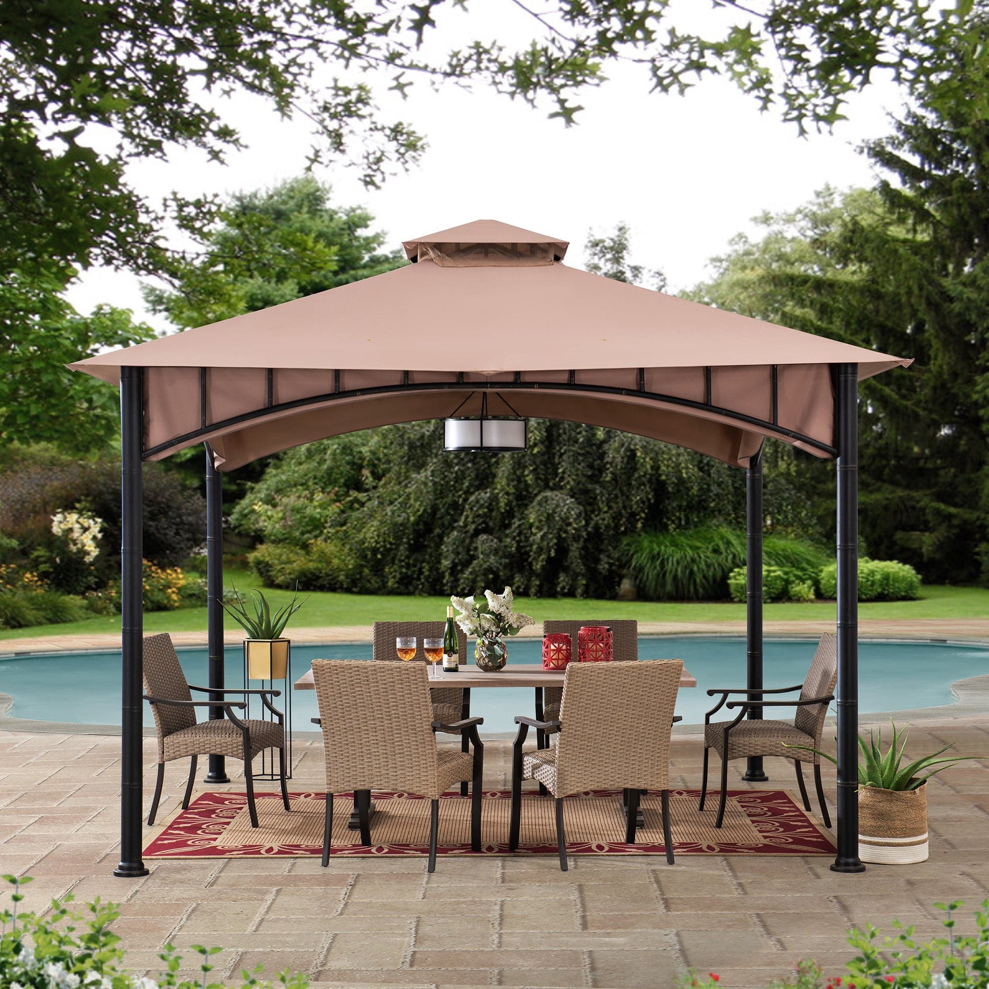 Mazonvintage 11x11 Canopy Gazebo with Bamboo Look Steel Frame