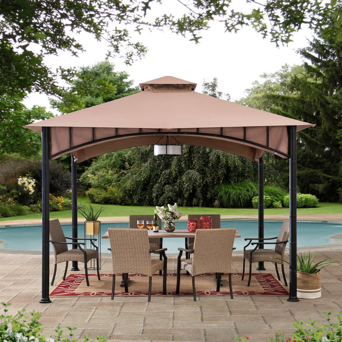 Mazonvintage 11x11 Canopy Gazebo with Bamboo Look Steel Frame