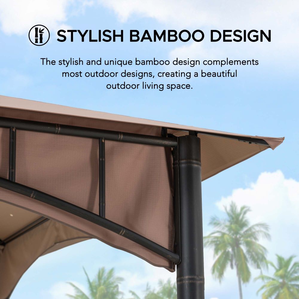 Mazonvintage 11x11 Canopy Gazebo with Bamboo Look Steel Frame