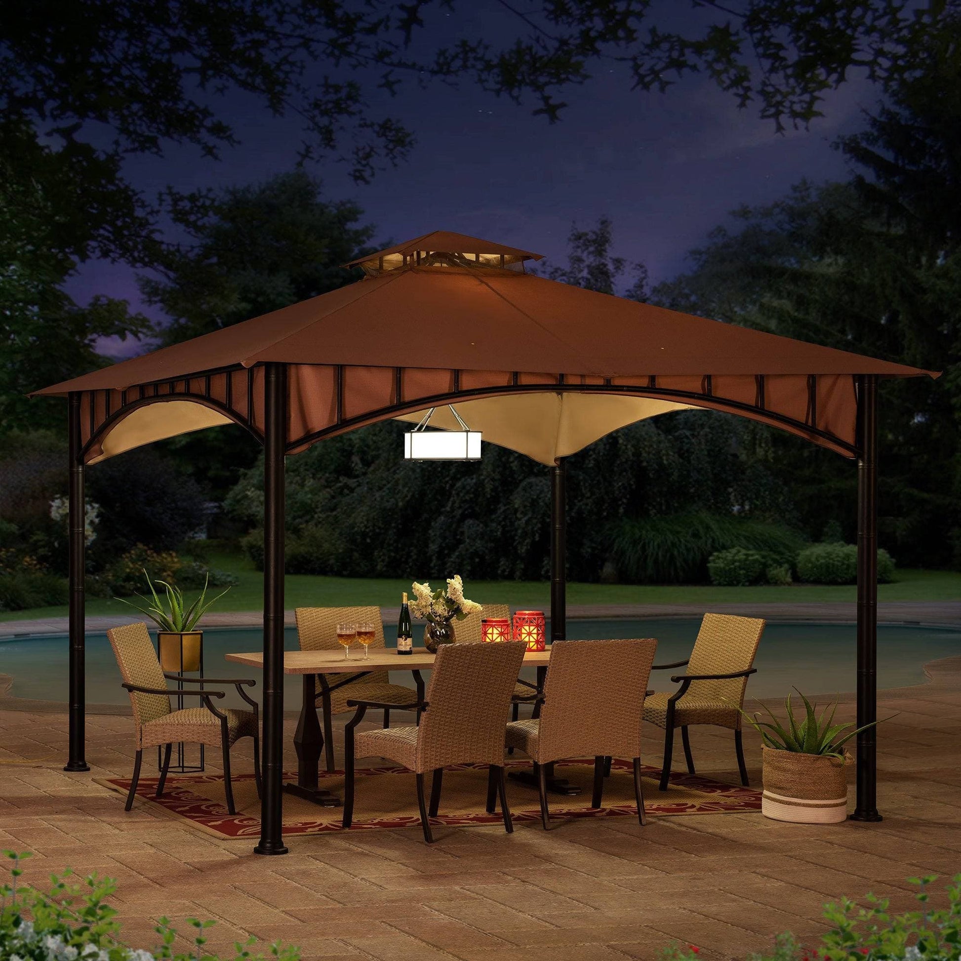 Mazonvintage 11x11 Canopy Gazebo with Bamboo Look Steel Frame