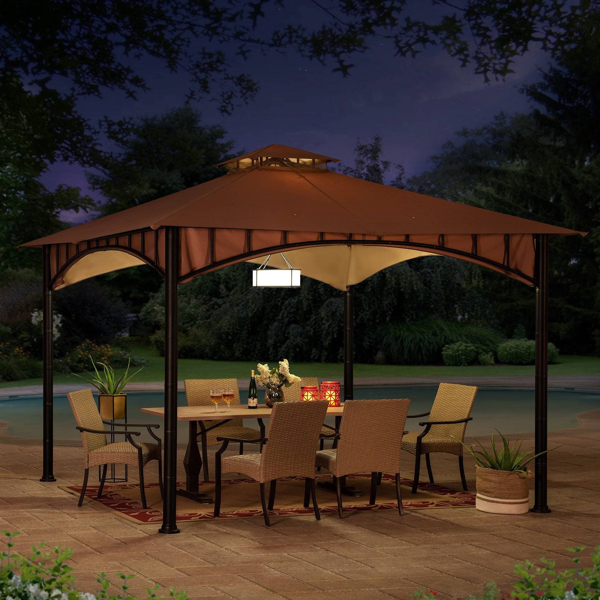 Mazonvintage 11x11 Canopy Gazebo with Bamboo Look Steel Frame