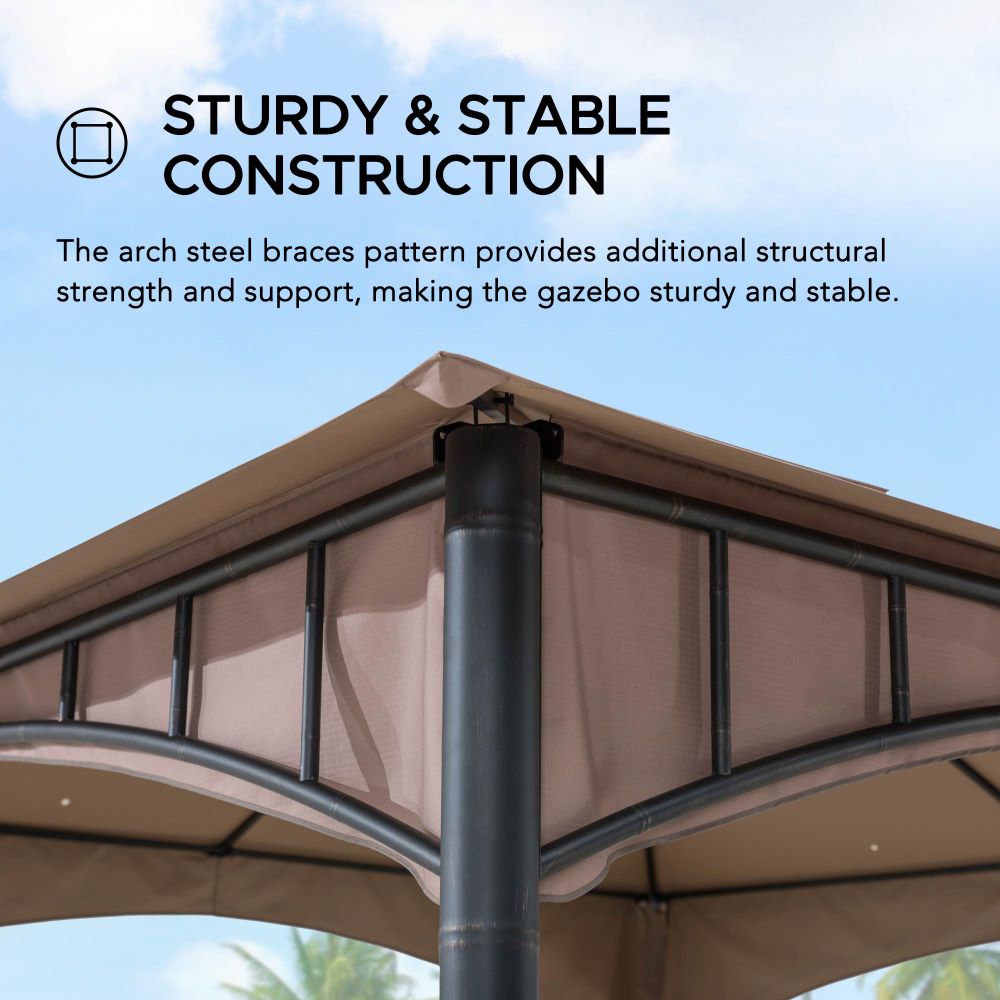 Mazonvintage 11x11 Canopy Gazebo with Bamboo Look Steel Frame