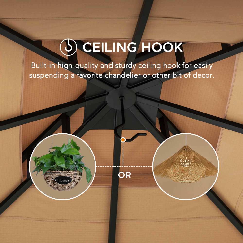 Mazonvintage 11x11 Canopy Gazebo with Bamboo Look Steel Frame