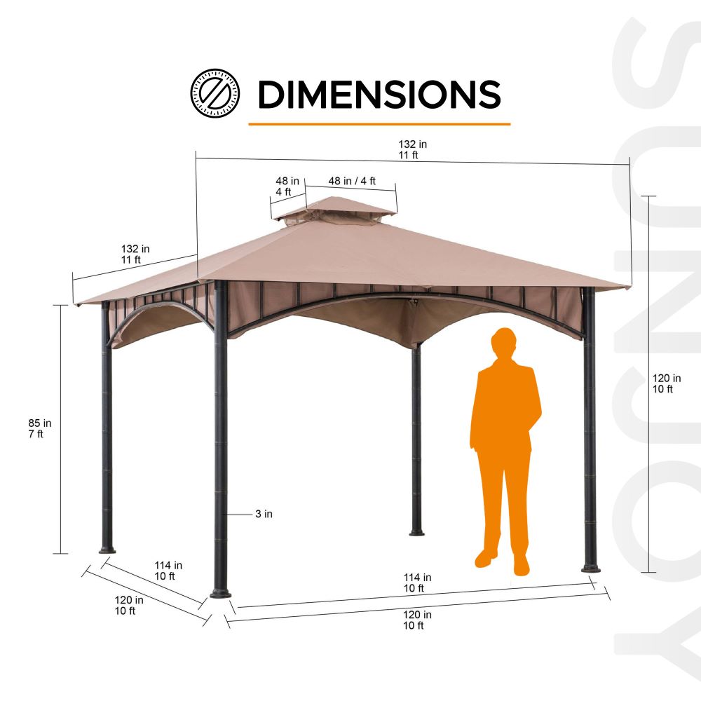Mazonvintage 11x11 Canopy Gazebo with Bamboo Look Steel Frame