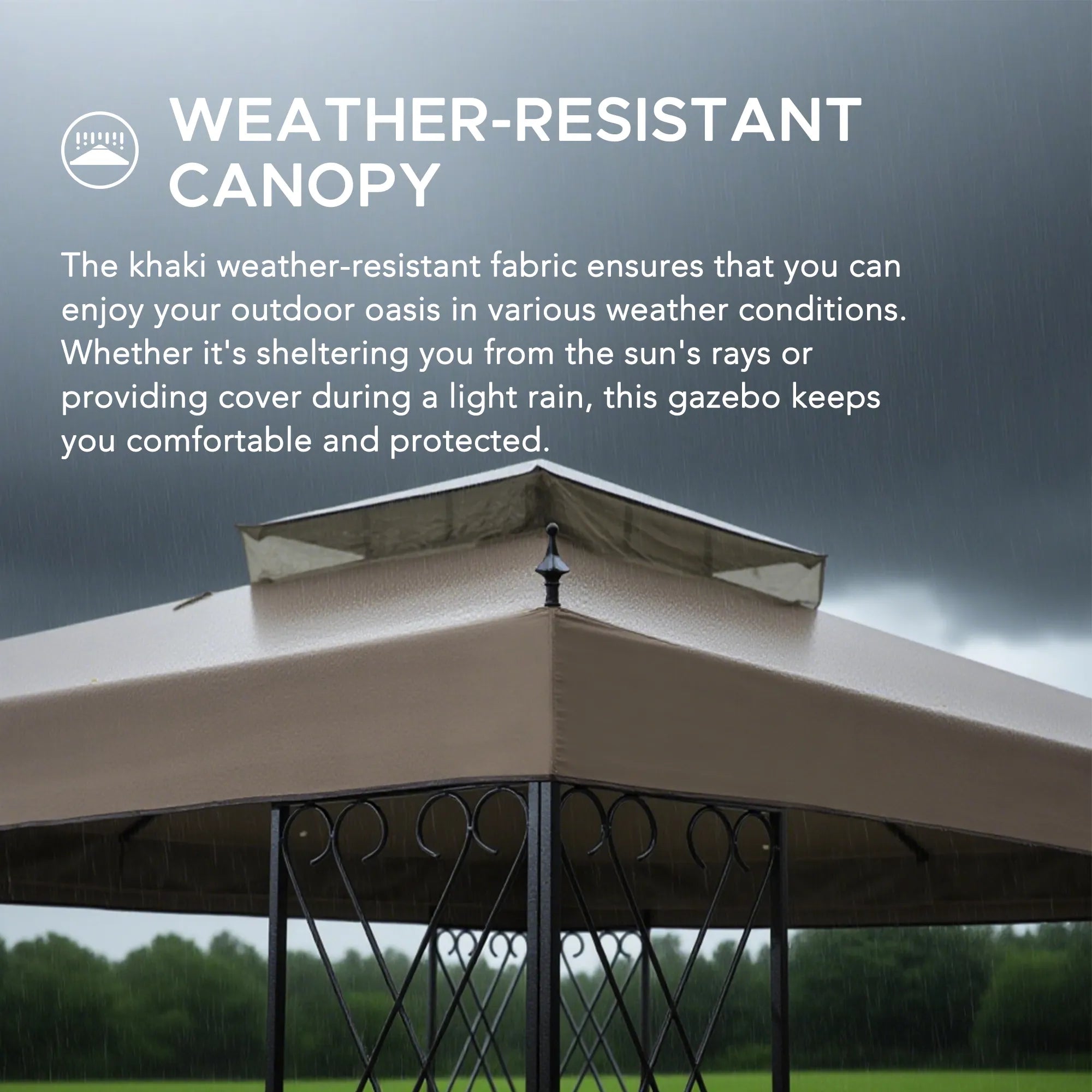 Mazonvintage 10x12 Steel Frame 2-Tier Soft Top Gazebo with Ceiling Hook