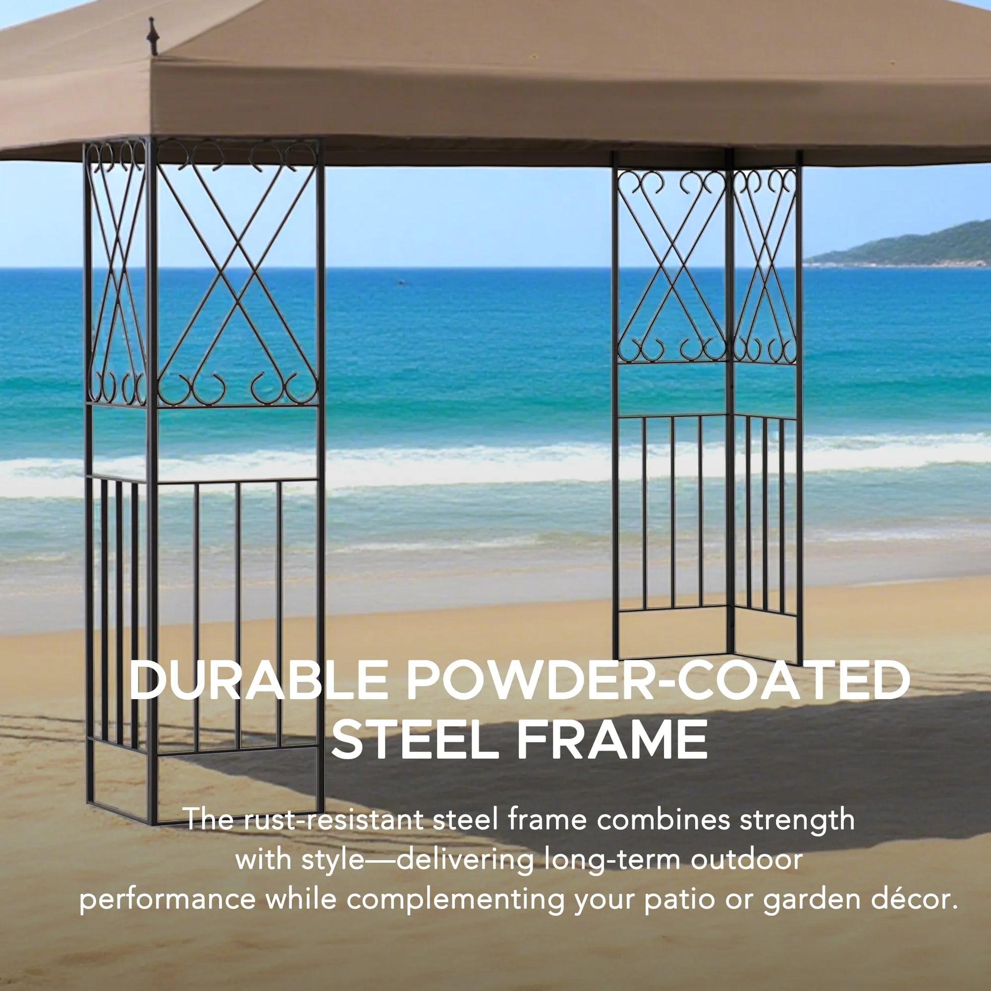Mazonvintage 10x12 Steel Frame 2-Tier Soft Top Gazebo with Ceiling Hook
