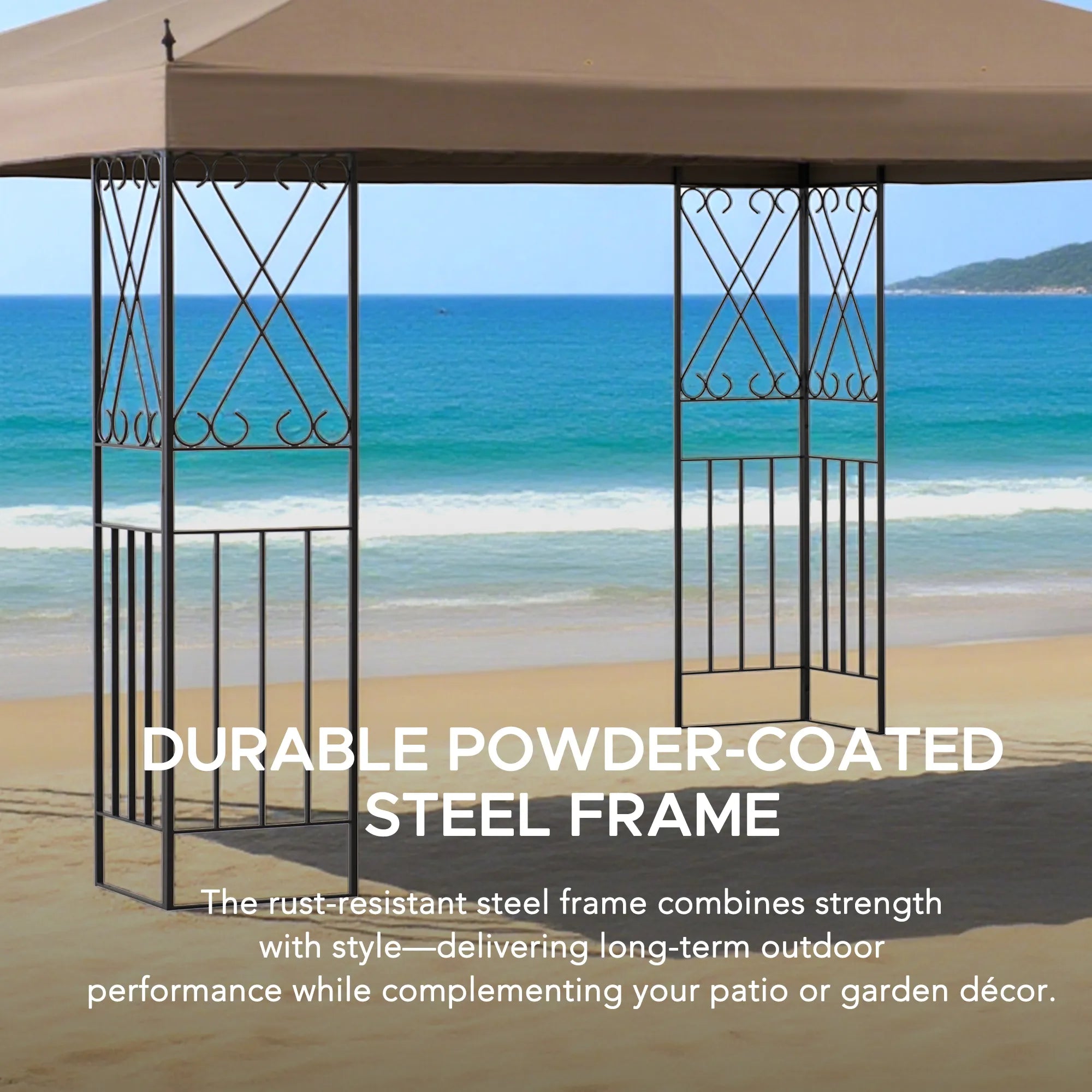 Mazonvintage 10x12 Steel Frame 2-Tier Soft Top Gazebo with Ceiling Hook