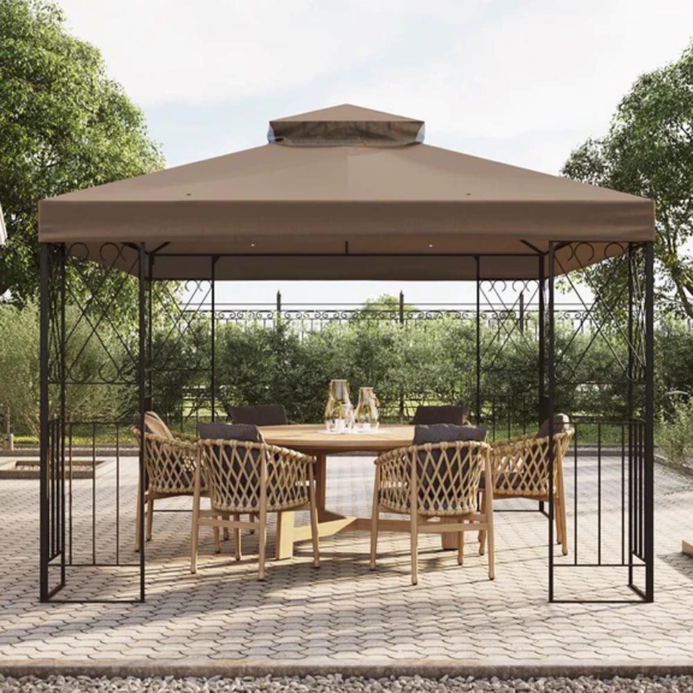 Mazonvintage 10x12 Steel Frame 2-Tier Soft Top Gazebo with Ceiling Hook