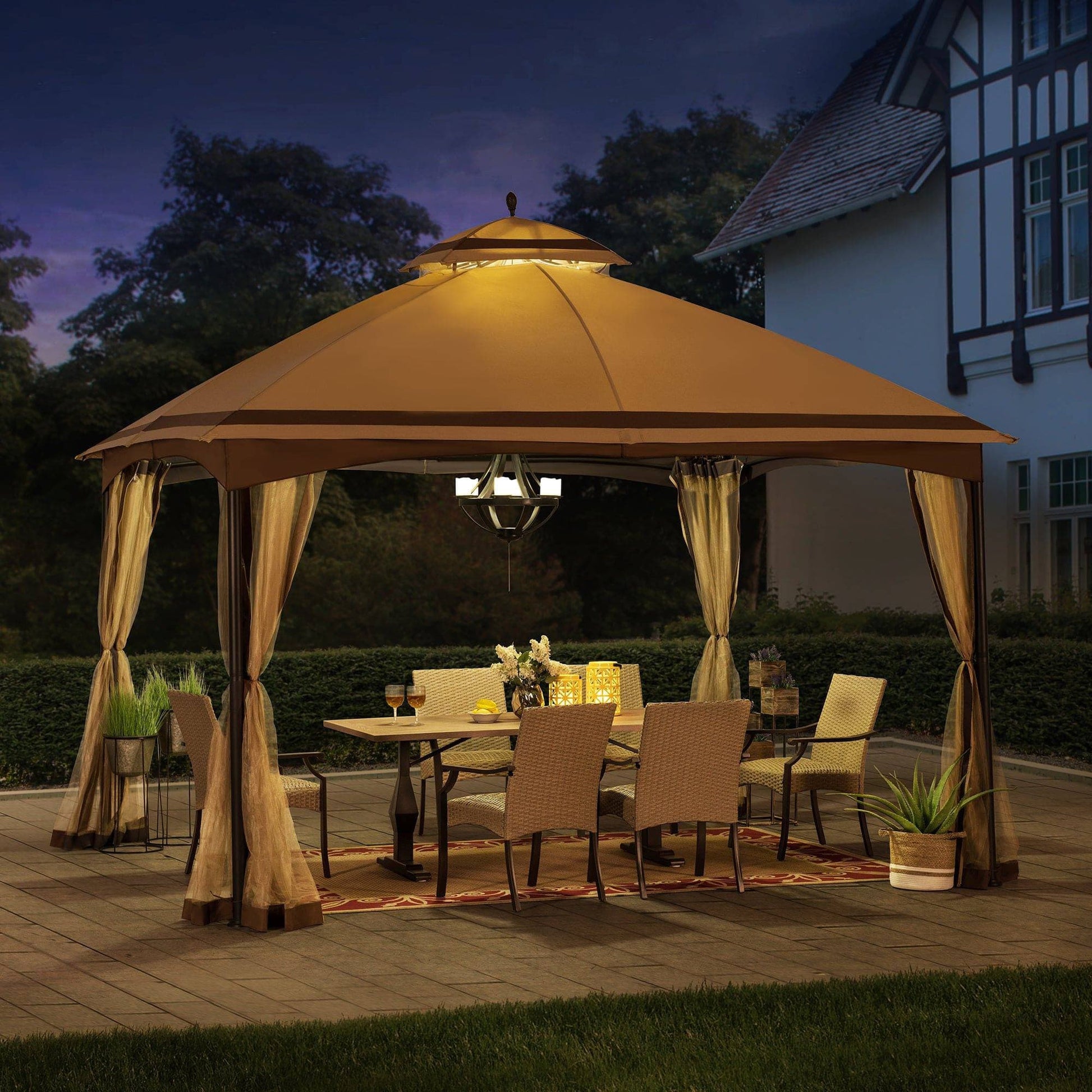Mazonvintage 10x13 Outdoor Canopy Gazebo with Netting