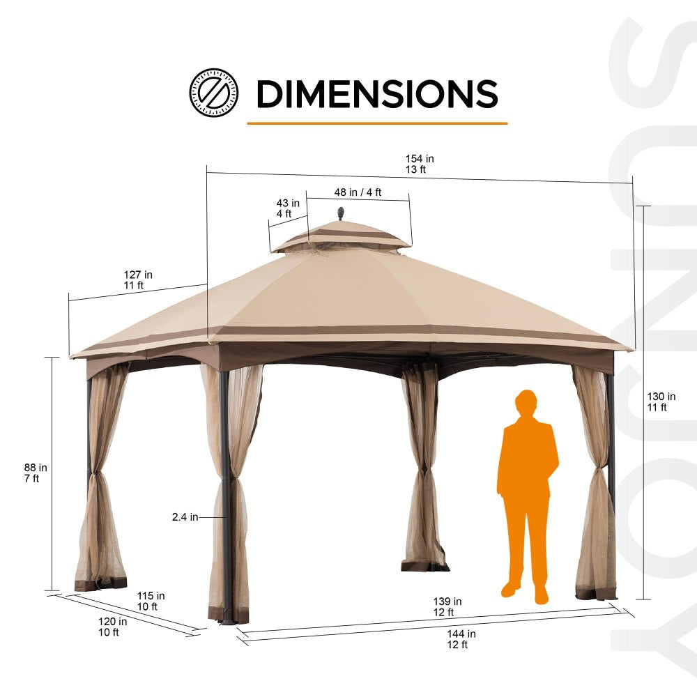 Mazonvintage 10x13 Outdoor Canopy Gazebo with Netting