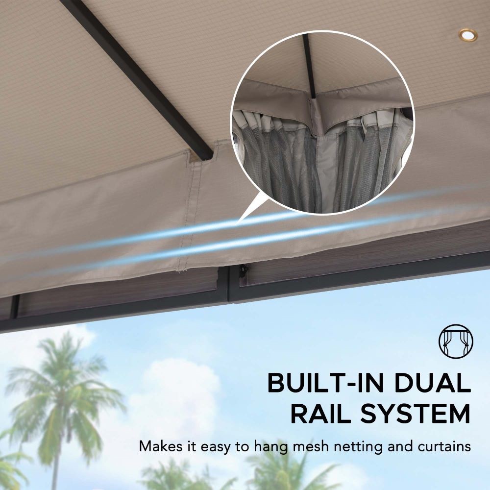 Mazonvintage 11x13 Soft Top Gazebo with Netting & Curtains, Patio Gazebo with 2-Tier Roof and Ceiling Hook - Light Gray