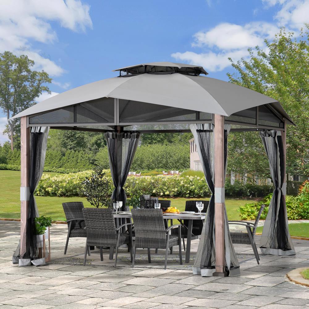 Mazonvintage 12x12 Hillsdale Soft Top Gazebo with 4 Counterweights and Netting