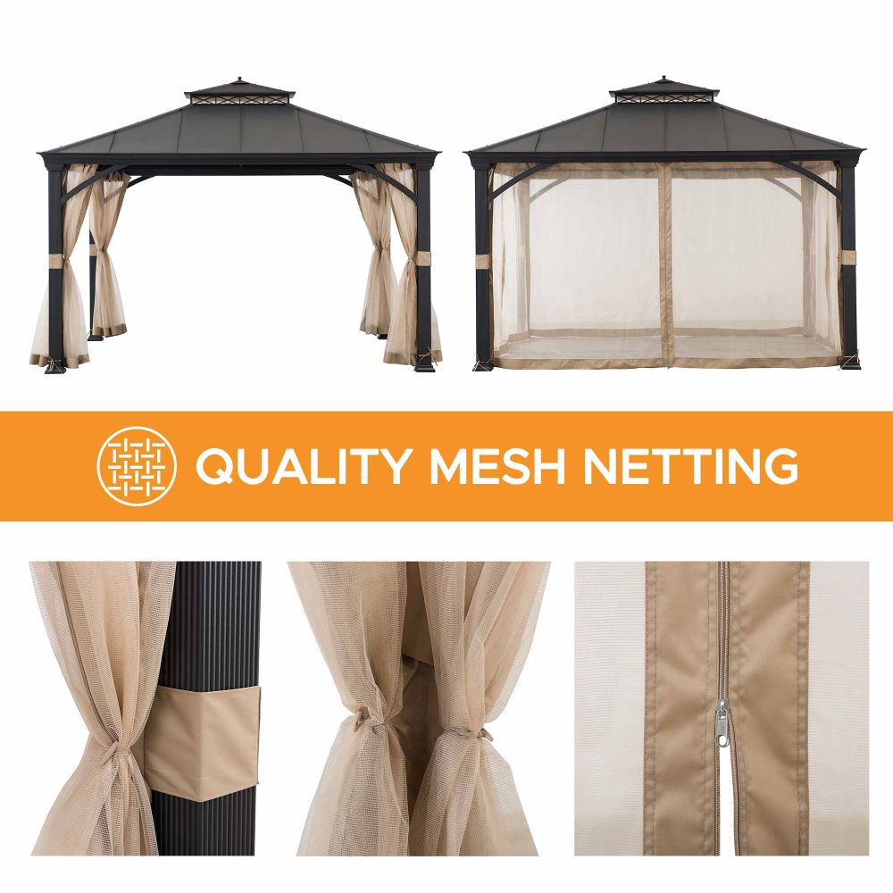 Mazonvintage 11x13 Metal Gazebo with Aluminum Frame and Privacy Netting