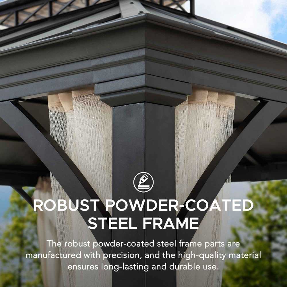 Mazonvintage 10x12 Steel Gazebo with 2-Tier Metal Roof and Netting