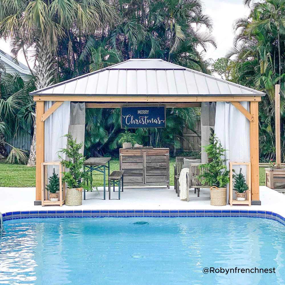 Mazonvintage 13x15 Wood Frame Gazebo with Translucent Skylight