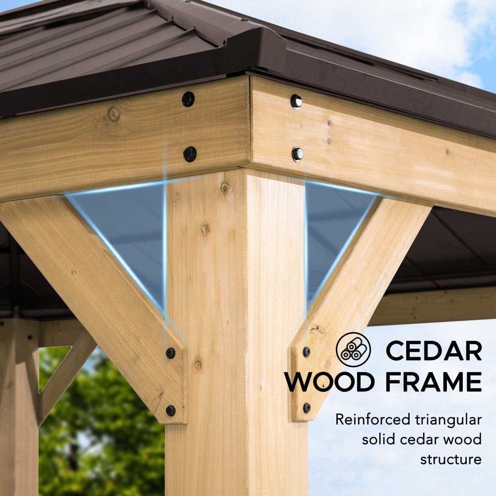 Mazonvintage 13x15 Wood Frame Gazebo with Translucent Skylight