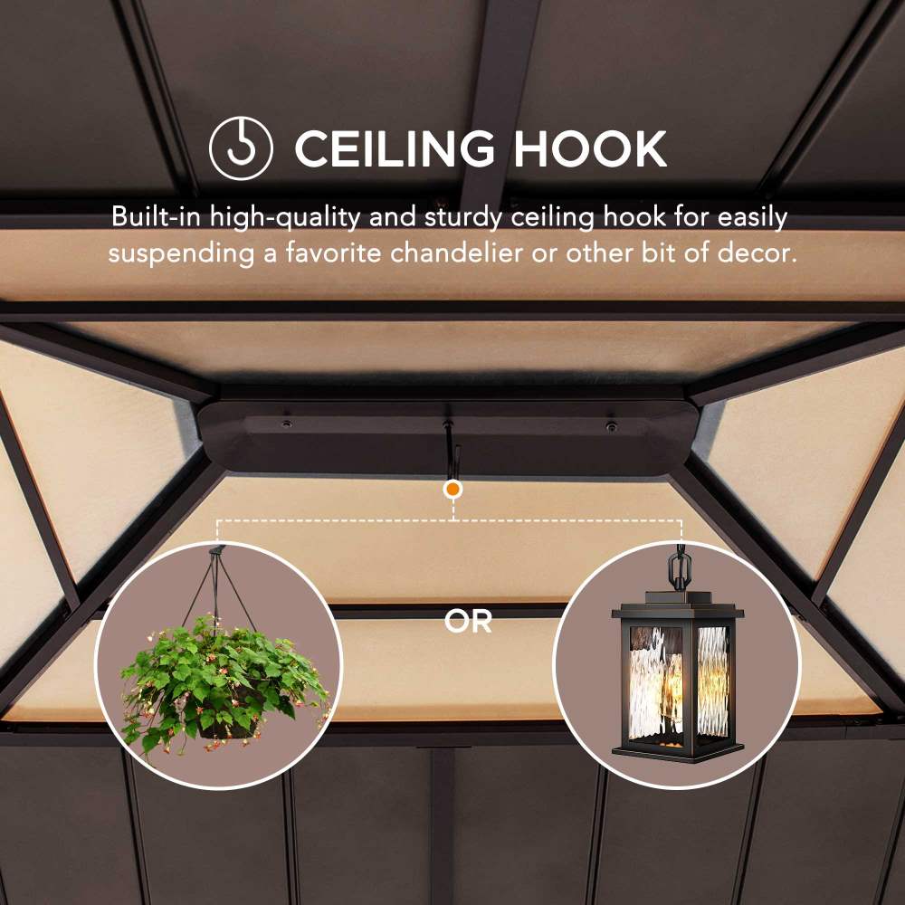 Mazonvintage 13x15 Wood Frame Gazebo with Translucent Skylight
