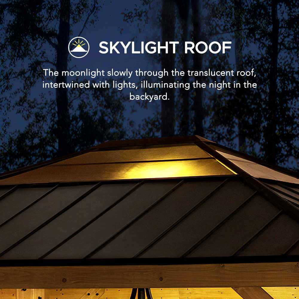 Mazonvintage 13x15 Wood Frame Gazebo with Translucent Skylight