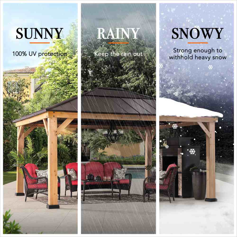 Mazonvintage 13x15 Wood Frame Gazebo with Translucent Skylight