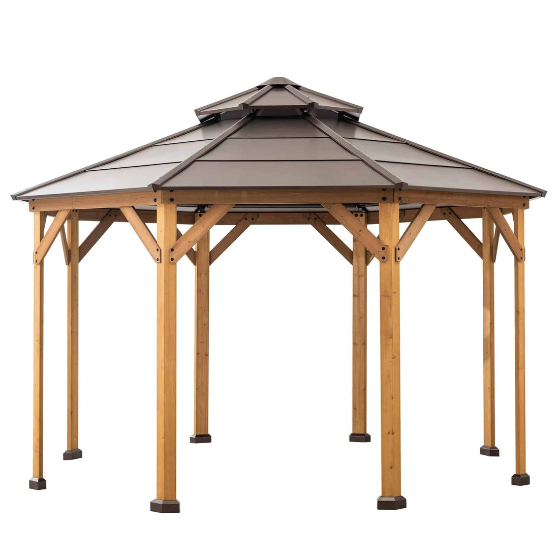 Mazonvintage 13x13 Octagon Wood Patio Gazebo with Ceiling Hook