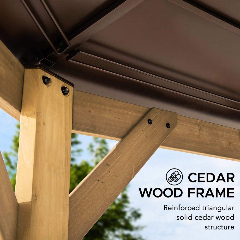Mazonvintage 13x13 Octagon Wood Patio Gazebo with Ceiling Hook