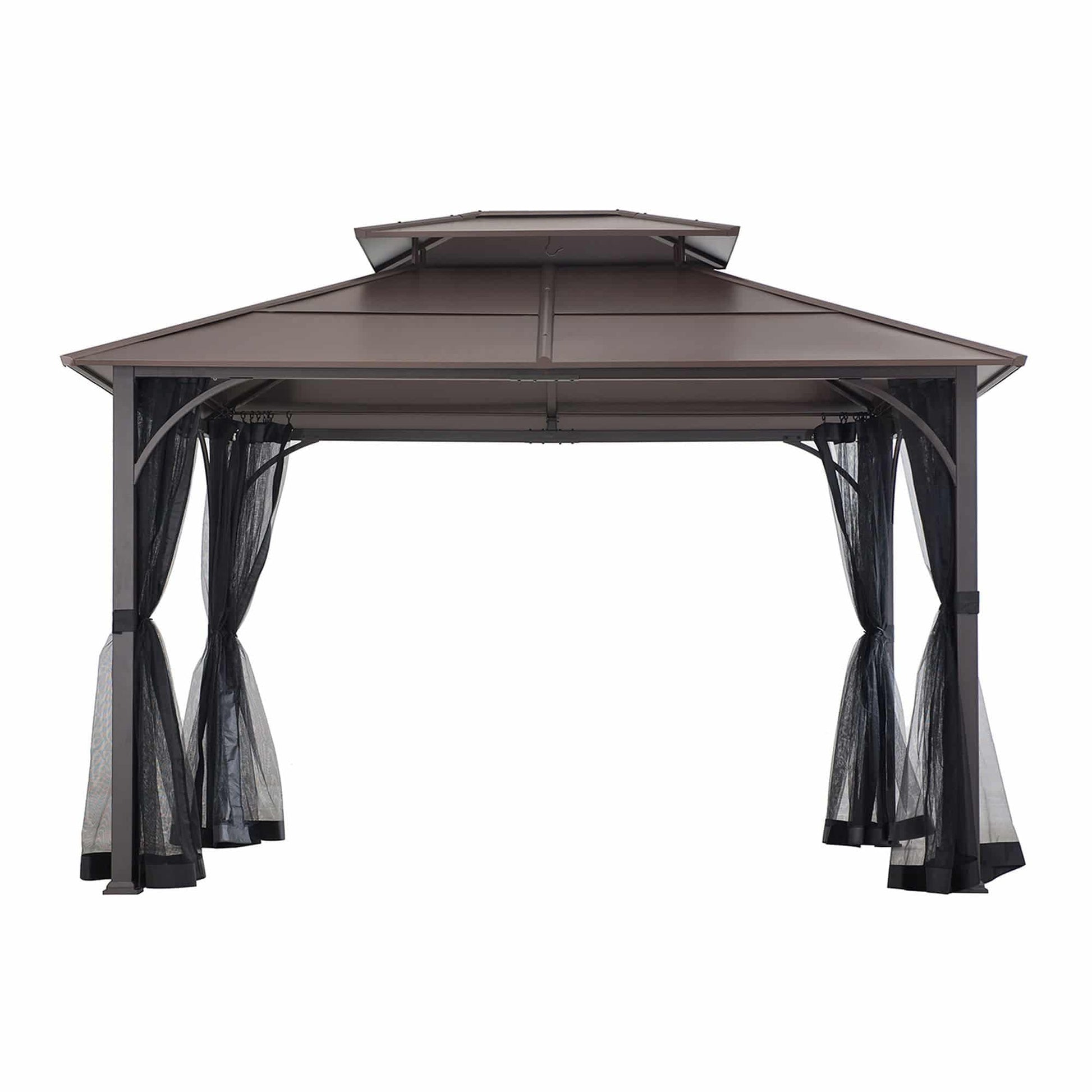 Mazonvintage 10x12 Metal Hardtop Gazebo with Netting and Ceiling Hook