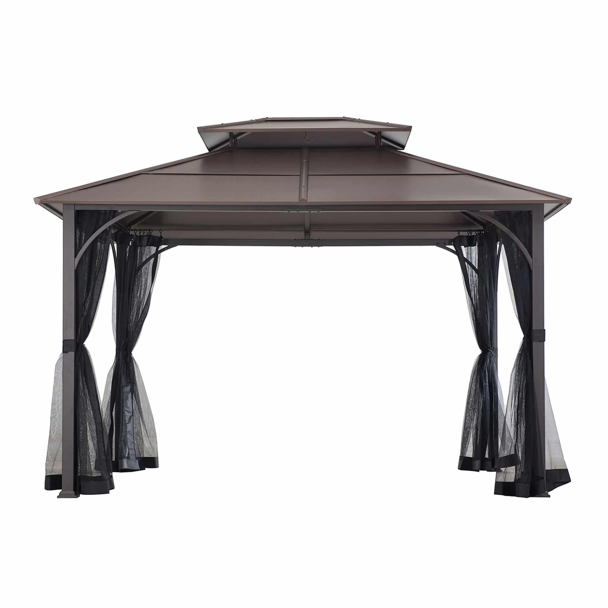 Mazonvintage 10x12 Metal Hardtop Gazebo with Netting and Ceiling Hook