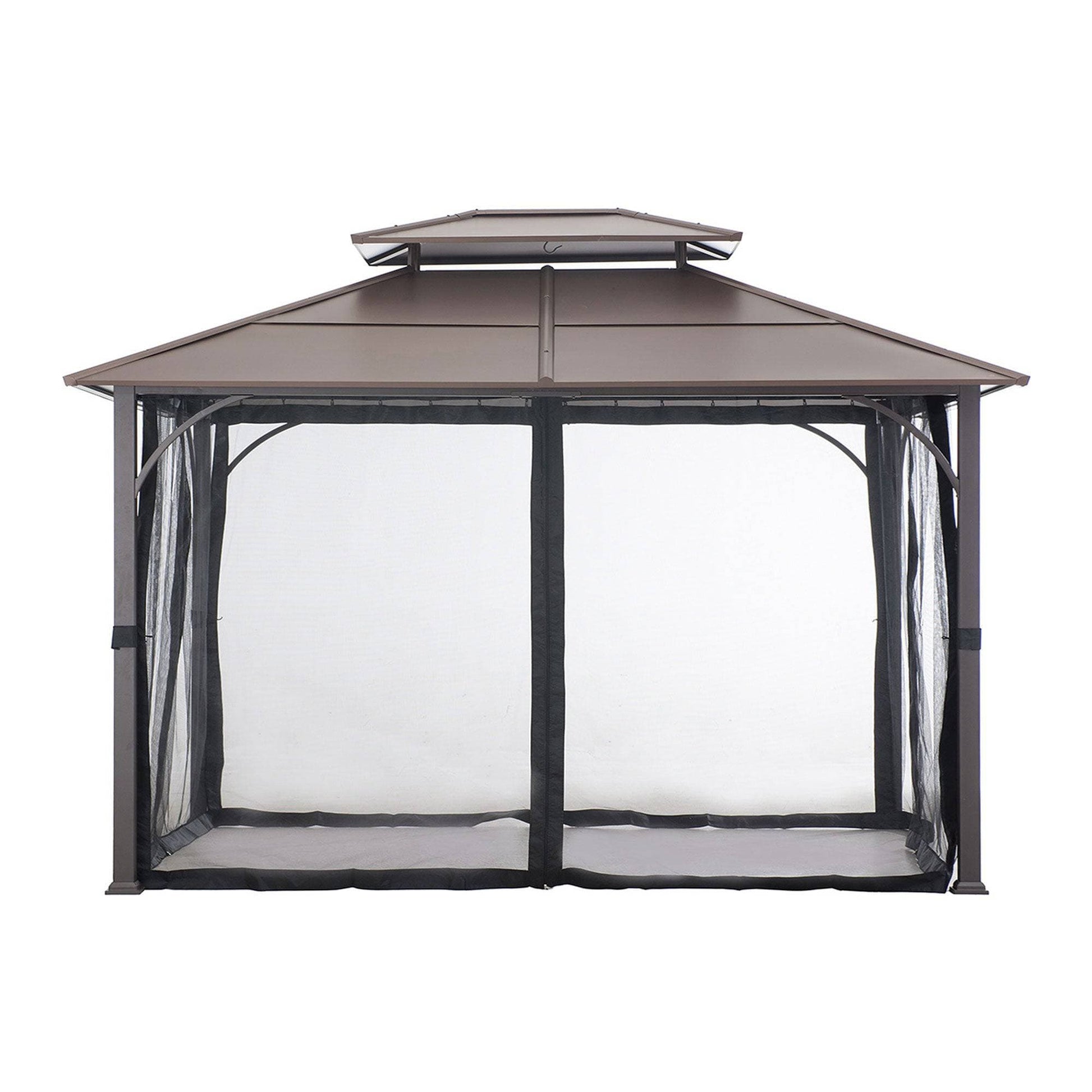 Mazonvintage 10x12 Metal Hardtop Gazebo with Netting and Ceiling Hook