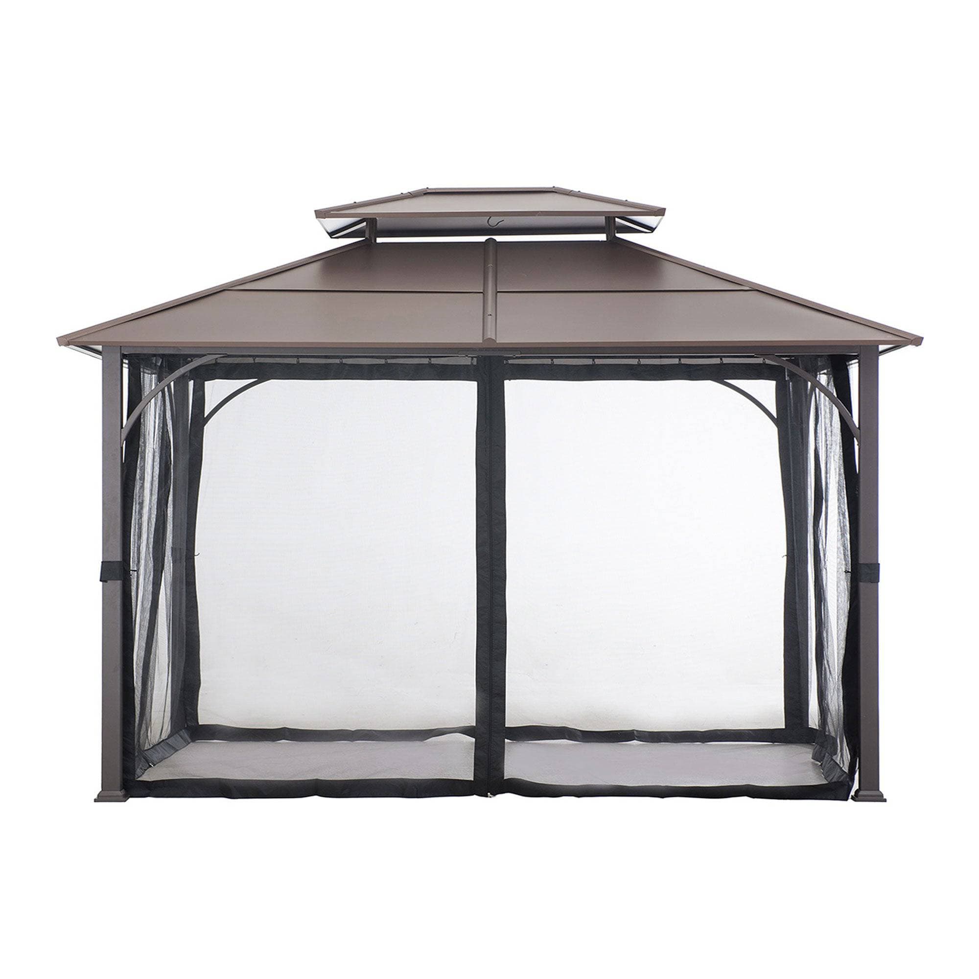 Mazonvintage 10x12 Metal Hardtop Gazebo with Netting and Ceiling Hook
