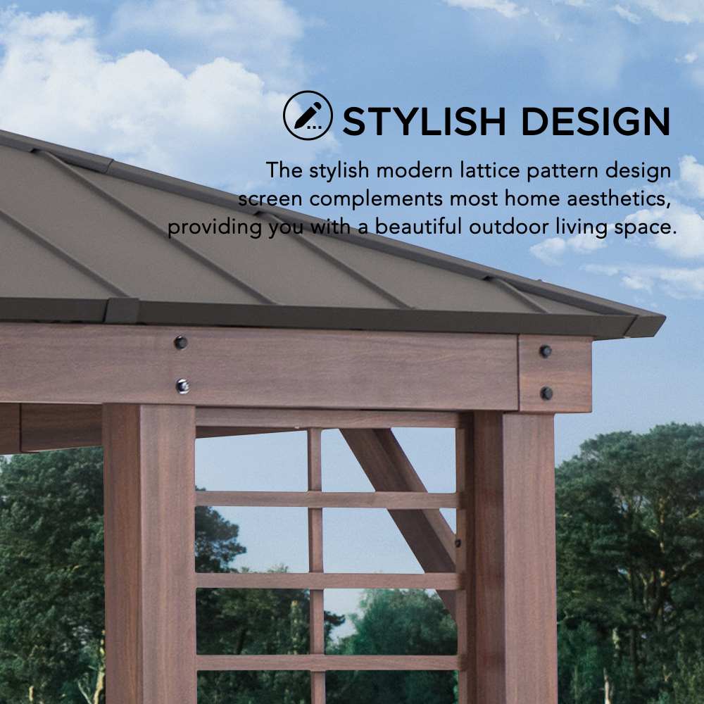 Mazonvintage 13x15 Wilmington Aluminum Frame Hardtop Gazebo with Planters