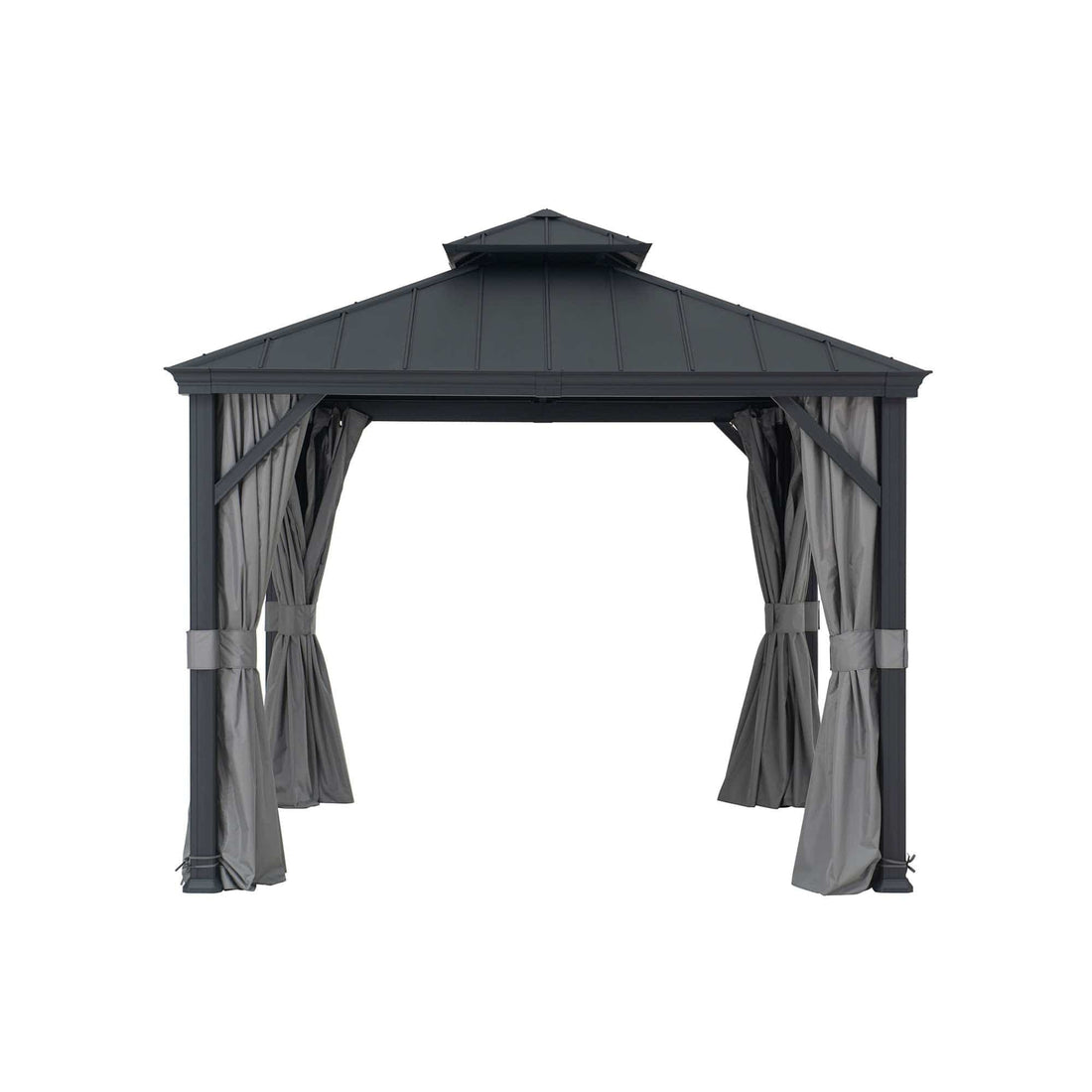 Mazonvintage 10x10 Hardtop Gazebo with Aluminum Frame, Netting, and Curtain