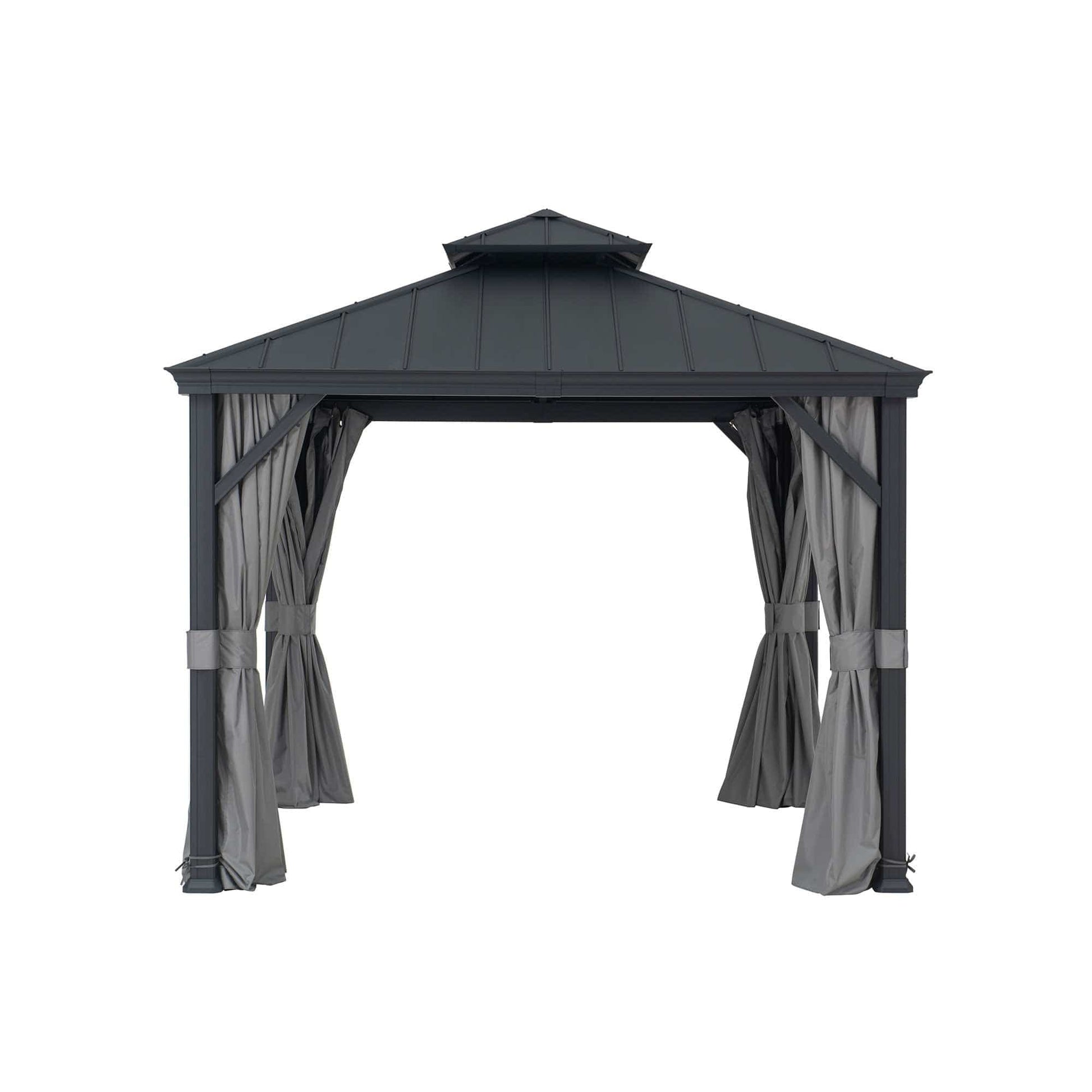 Mazonvintage 10x10 Hardtop Gazebo with Aluminum Frame, Netting, and Curtain