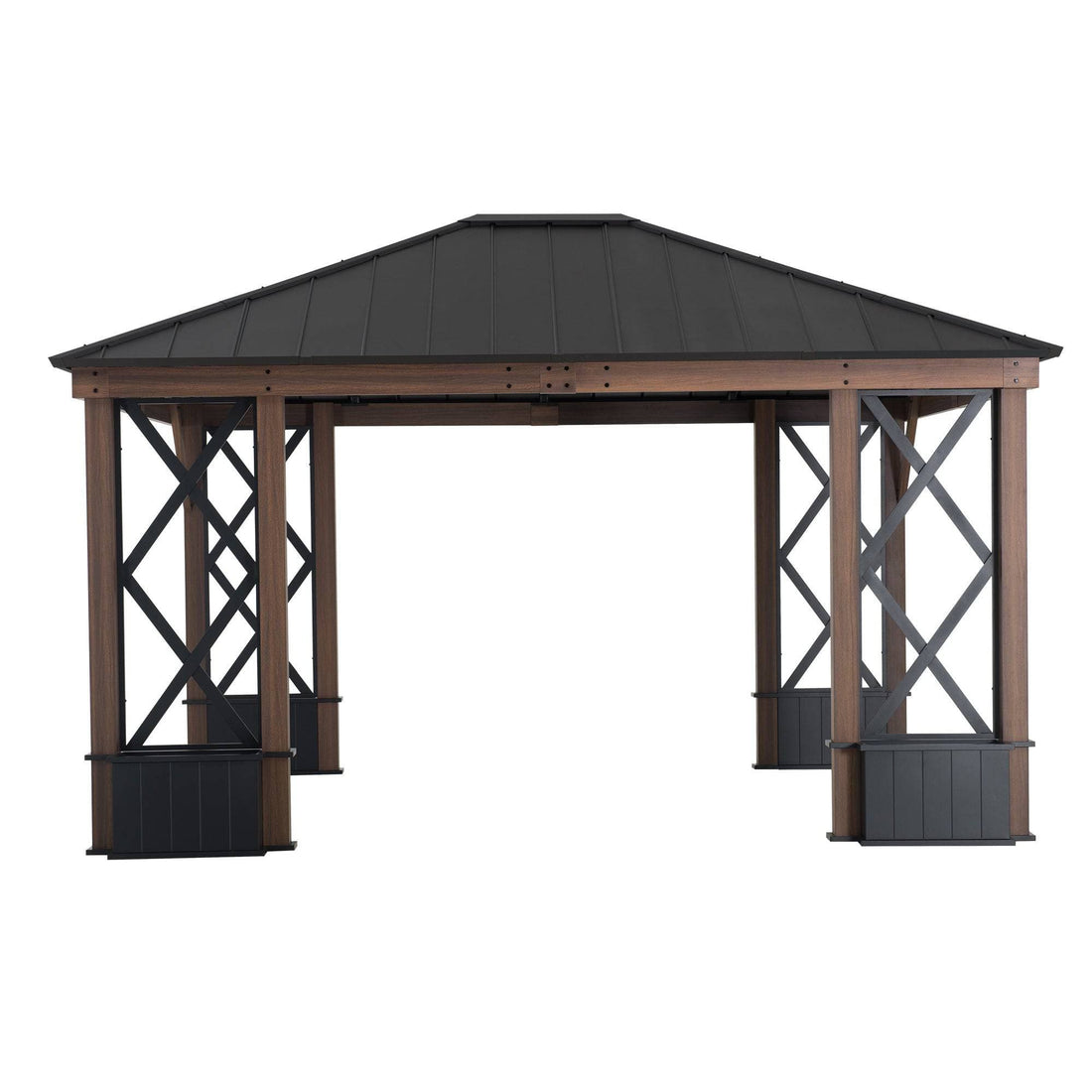 Mazonvintage 13x15 Aluminum Framed Hard Top Gazebo with Planters