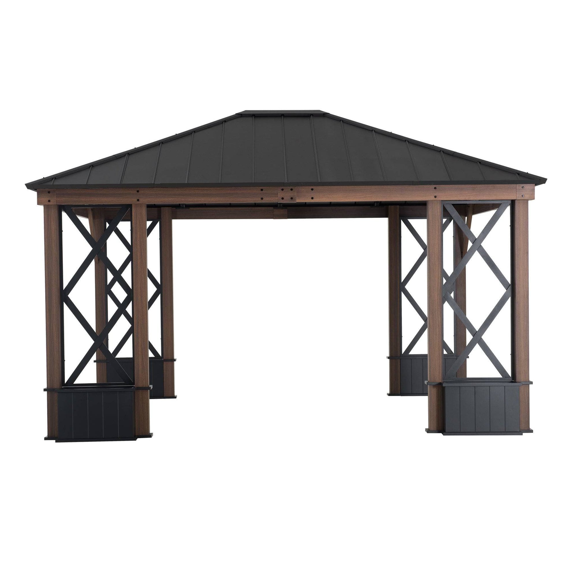Mazonvintage 13x15 Aluminum Framed Hard Top Gazebo with Planters