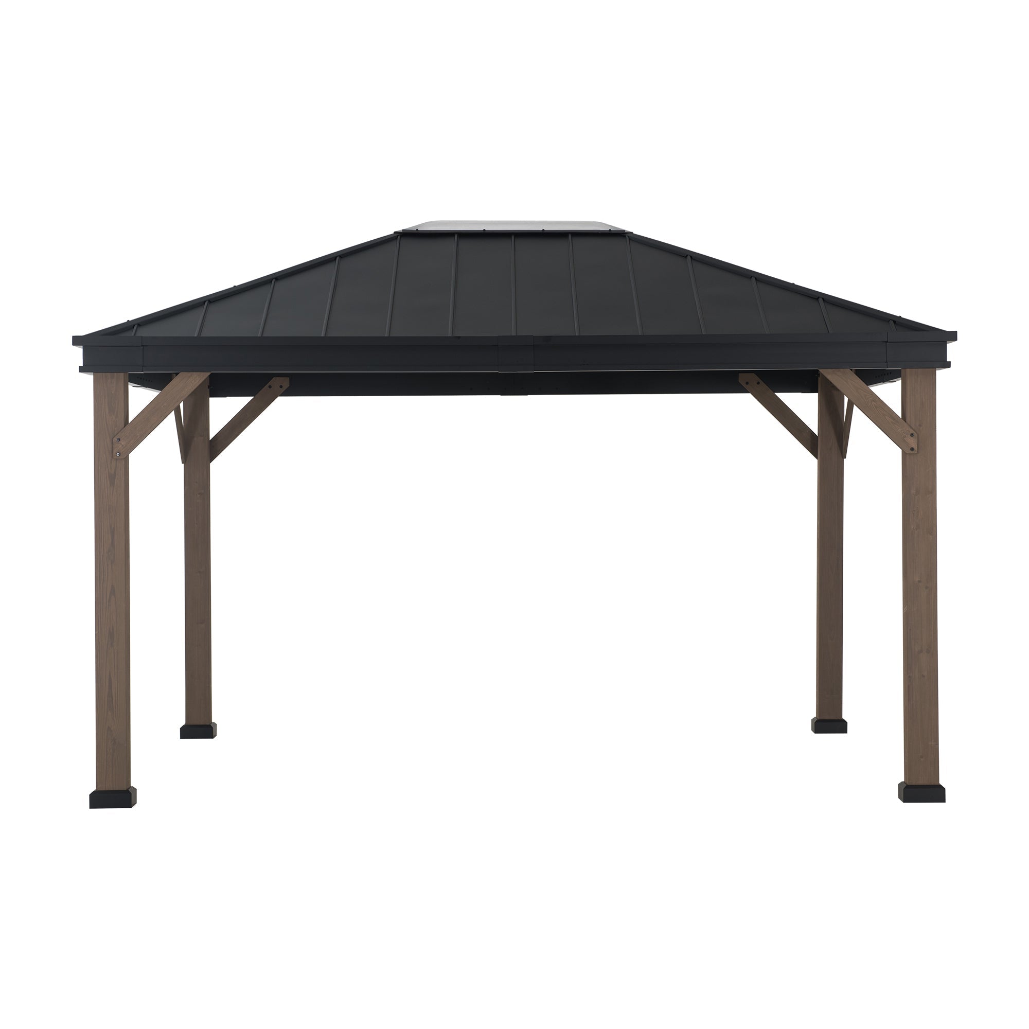 Mazonvintage 11x13 Black Steel Hardtop Gazebo with Skylight