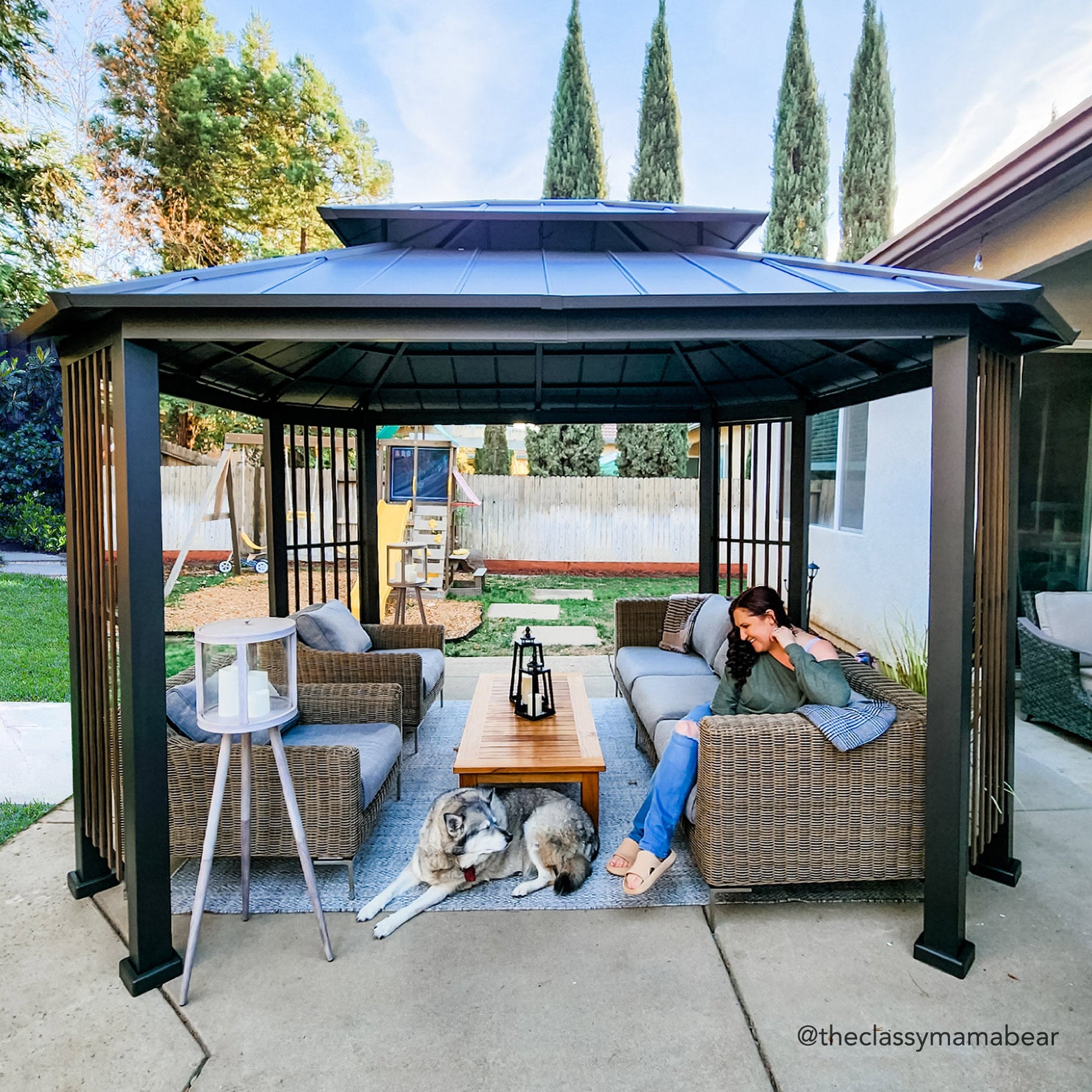 Mazonvintage 11x13 Octagon Gazebo with Steel Roof and Ceiling Hook