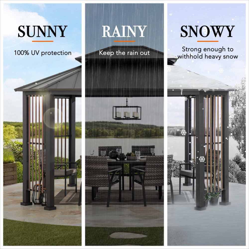 Mazonvintage 11x13 Octagon Gazebo with Steel Roof and Ceiling Hook