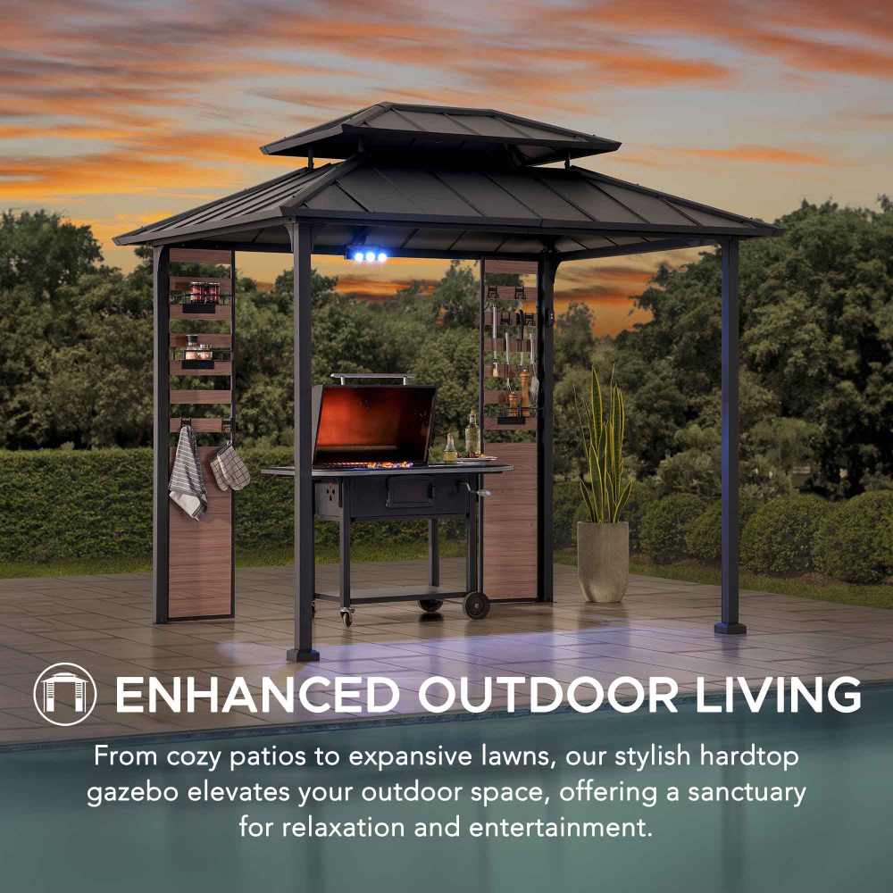 Mazonvintage 7x9 Rochdale Grill Gazebo with Shelves and Hooks