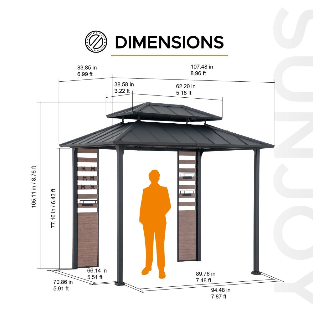 Mazonvintage 7x9 Rochdale Grill Gazebo with Shelves and Hooks