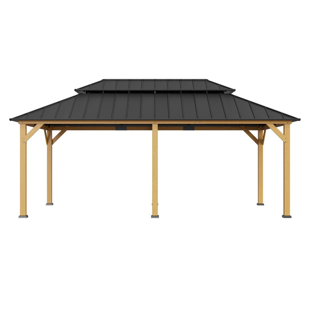 Mazonvintage 12x20 Patio Wooden Gazebo with Ceiling Hooks - Standard Natural wood
