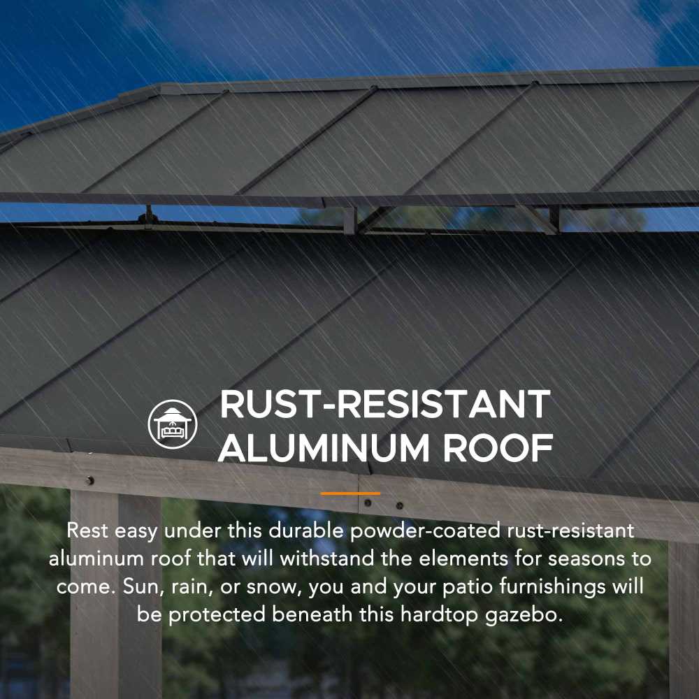 Mazonvintage 12x20 Aluminum Hardtop Gazebo with Dual Rails and Ceiling Hook - Driftwood Cedar