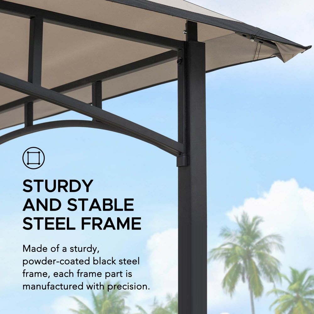 Mazonvintage 5x8 BBQ Grill Gazebo with Bar Shelves and Hooks