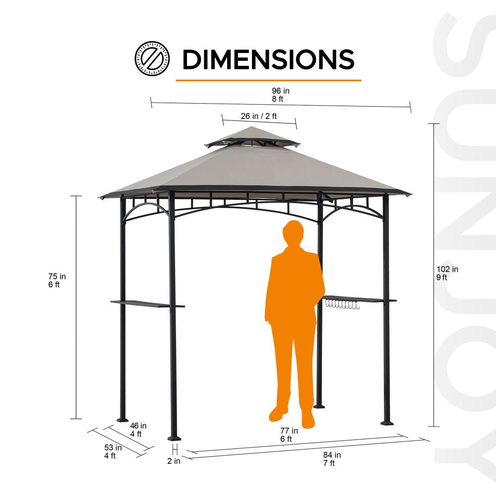 Mazonvintage 5x8 BBQ Grill Gazebo with Bar Shelves and Hooks