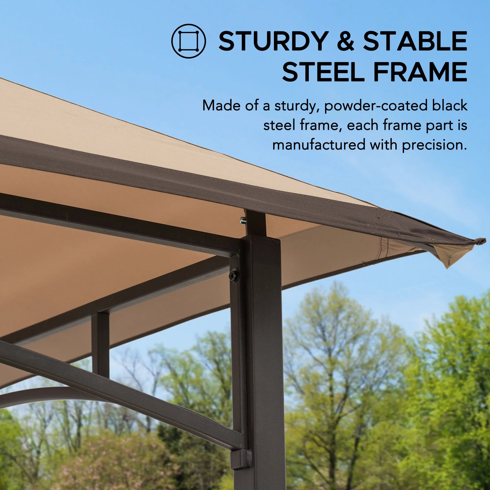 Mazonvintage 5x8 BBQ Grill Gazebo with Bar Shelves and Hooks - Tan & Brown
