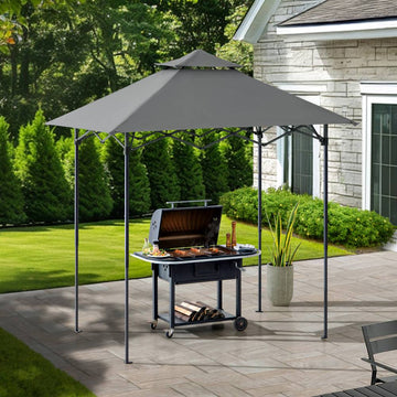 Mazonvintage 5x8 Pop up Grill Gazebo with Magnetic LED Light and Carrying Bag - Gray