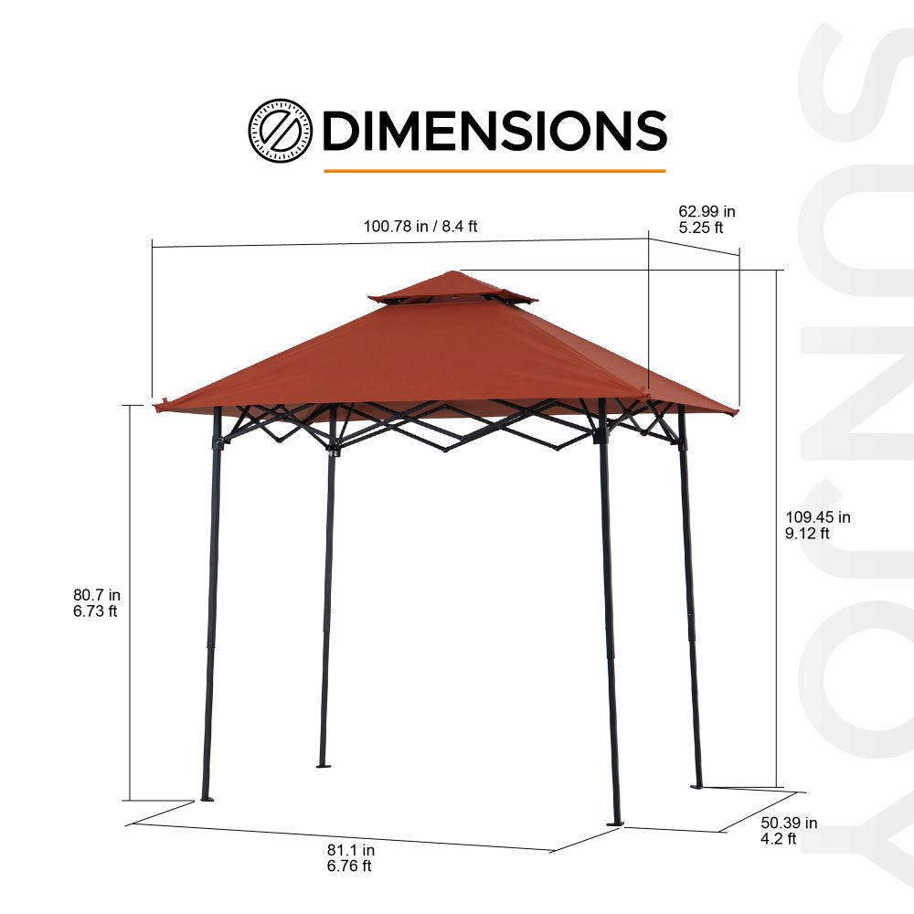Mazonvintage 5x8 Pop up Grill Gazebo with Magnetic LED Light and Carrying Bag - Red