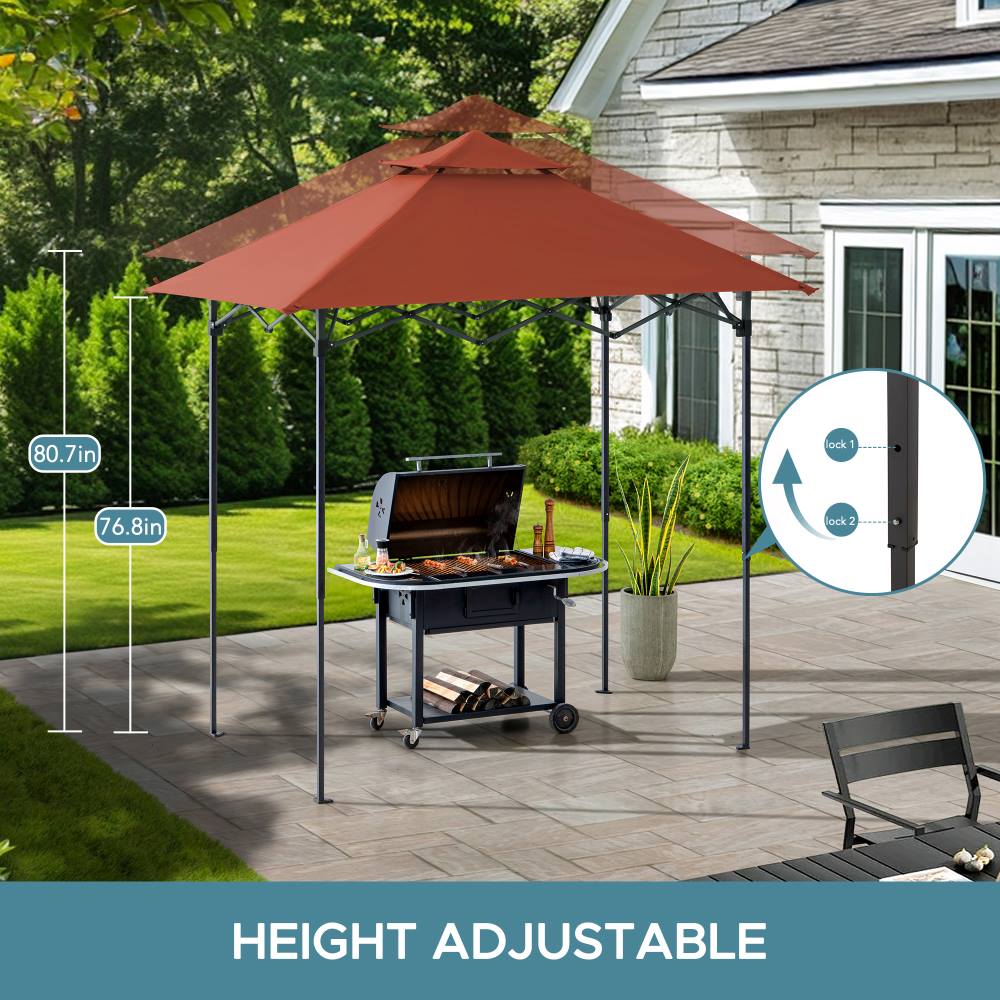 Mazonvintage 5x8 Pop up Grill Gazebo with Magnetic LED Light and Carrying Bag - Red